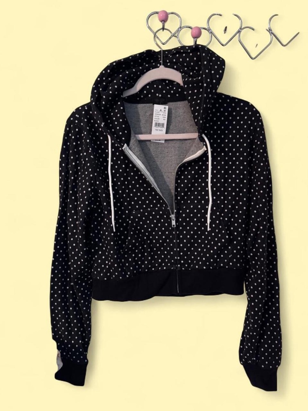 Exclusive Brandy Black Polka Dot Zip-Up Hoodie